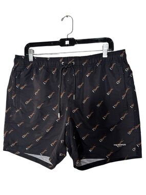 The Kooples Men’s Tiger Logo Swim Trunks Black Size XL NWT